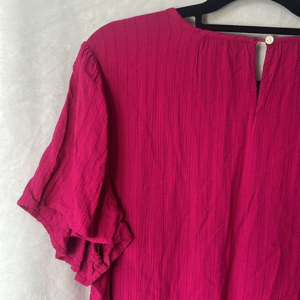 Knox Rose Top Pink Short Sleeve Round Neck Eyelet Embroidered Top Size Large - Picture 16 of 16